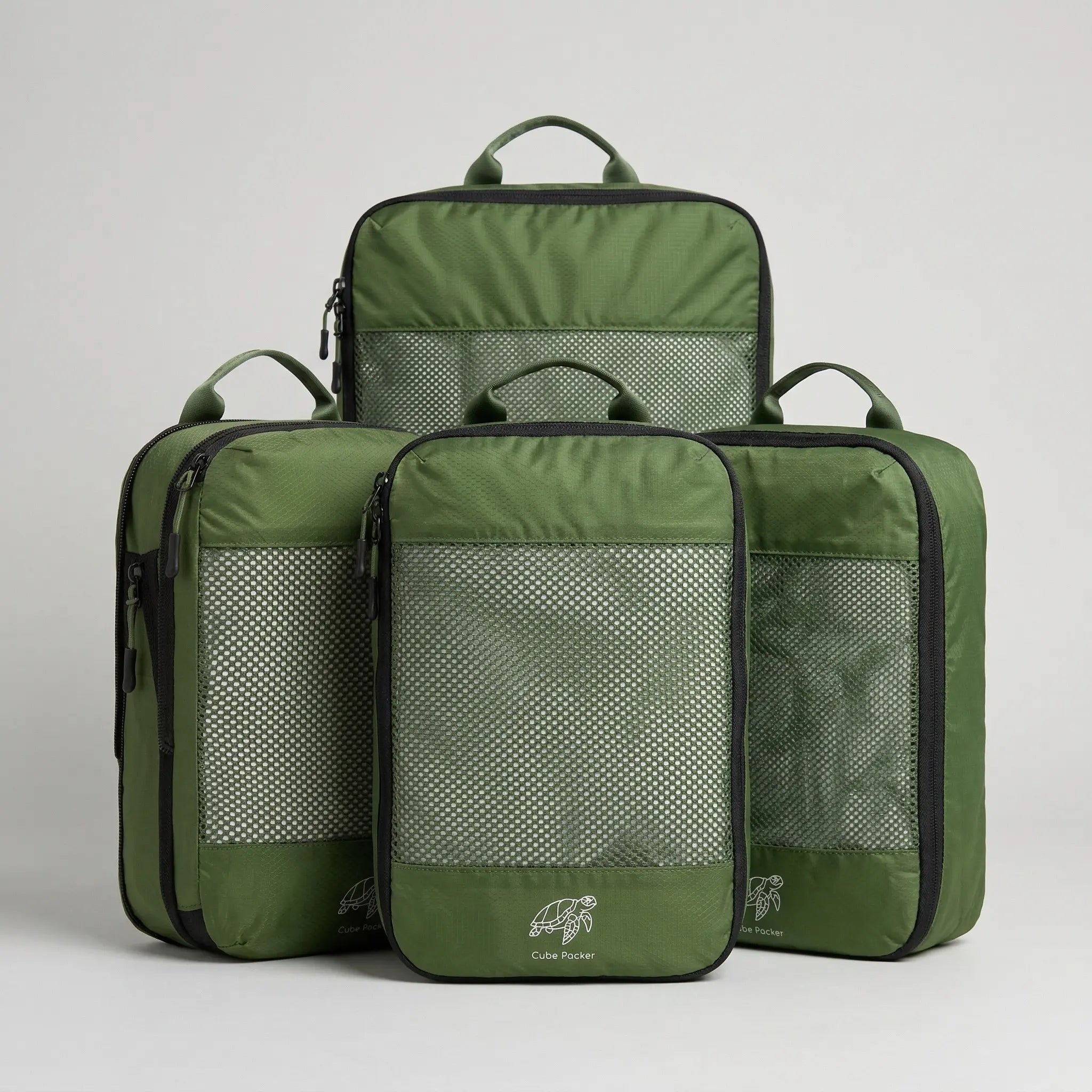 Cube Packer compression packing cubes set of four in green for organised travel packing
