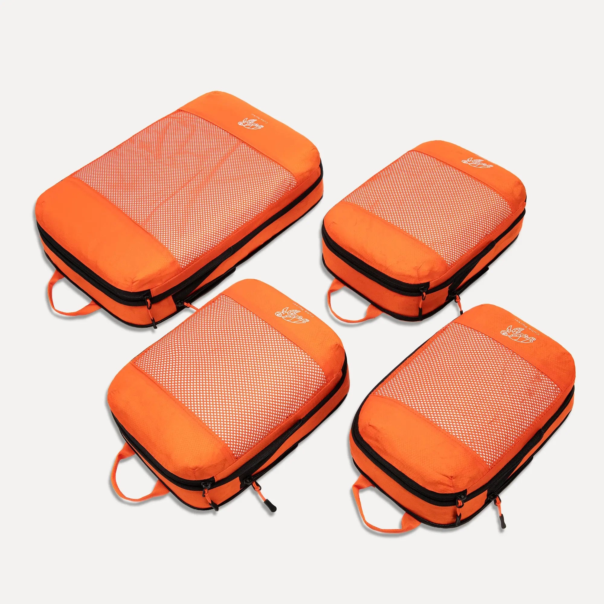 Cube Packer compression packing cubes set of four in orange  for organised travel packing