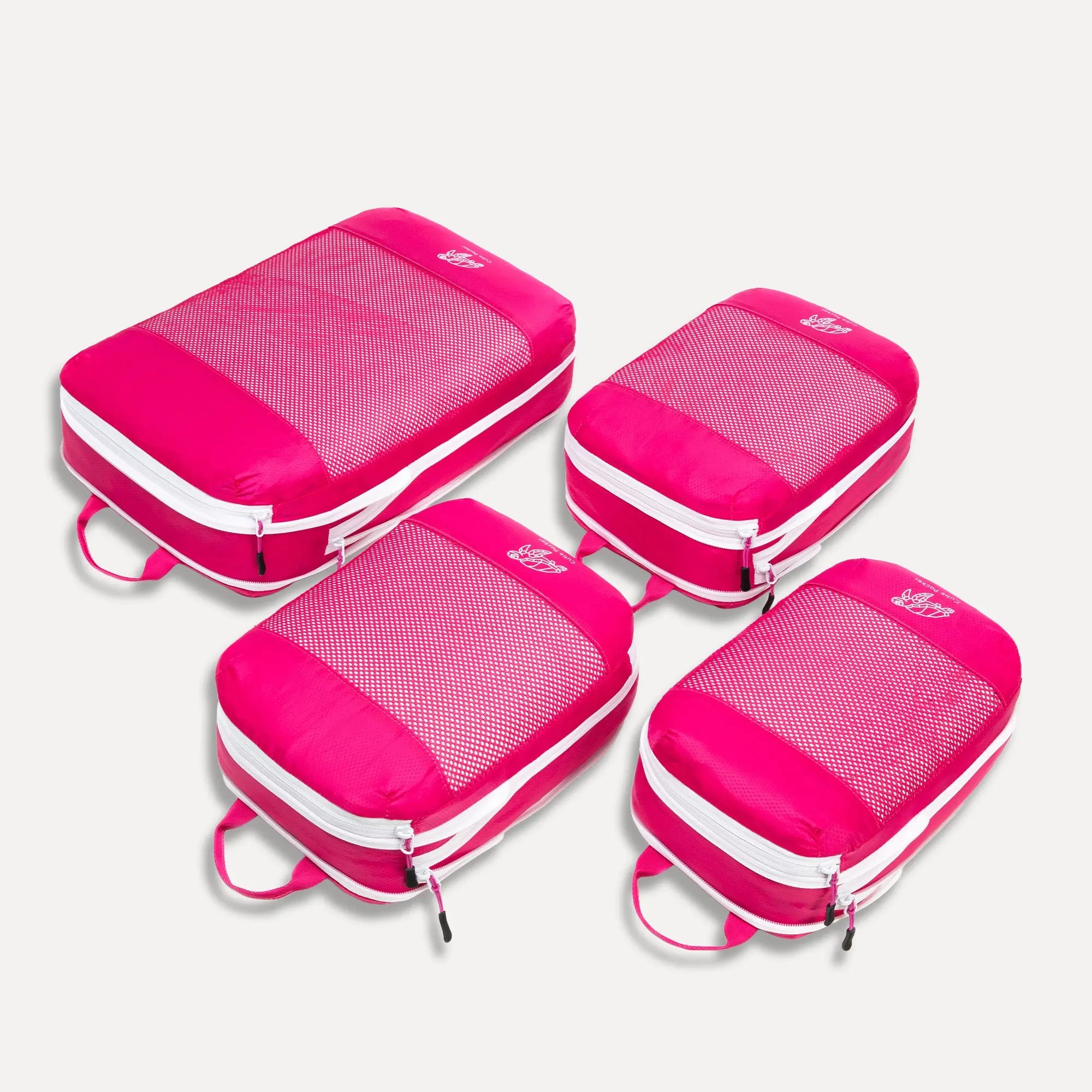 Cube Packer compression packing cubes set of four in pink for organised travel packing