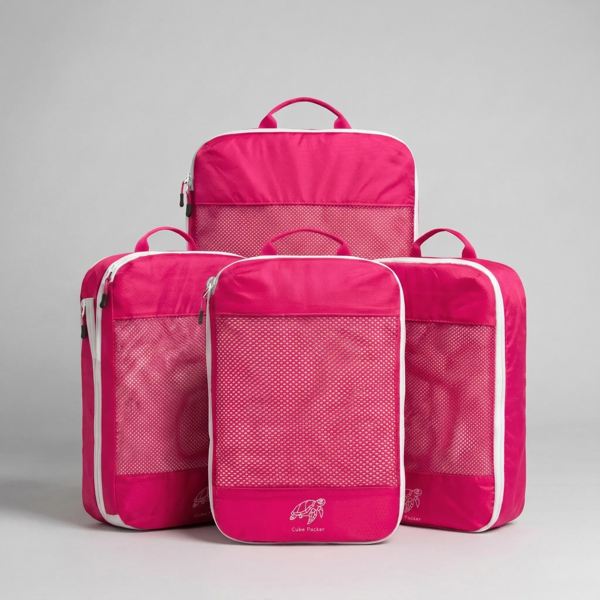 Cube Packer compression packing cubes set of four in pink for organised travel packing