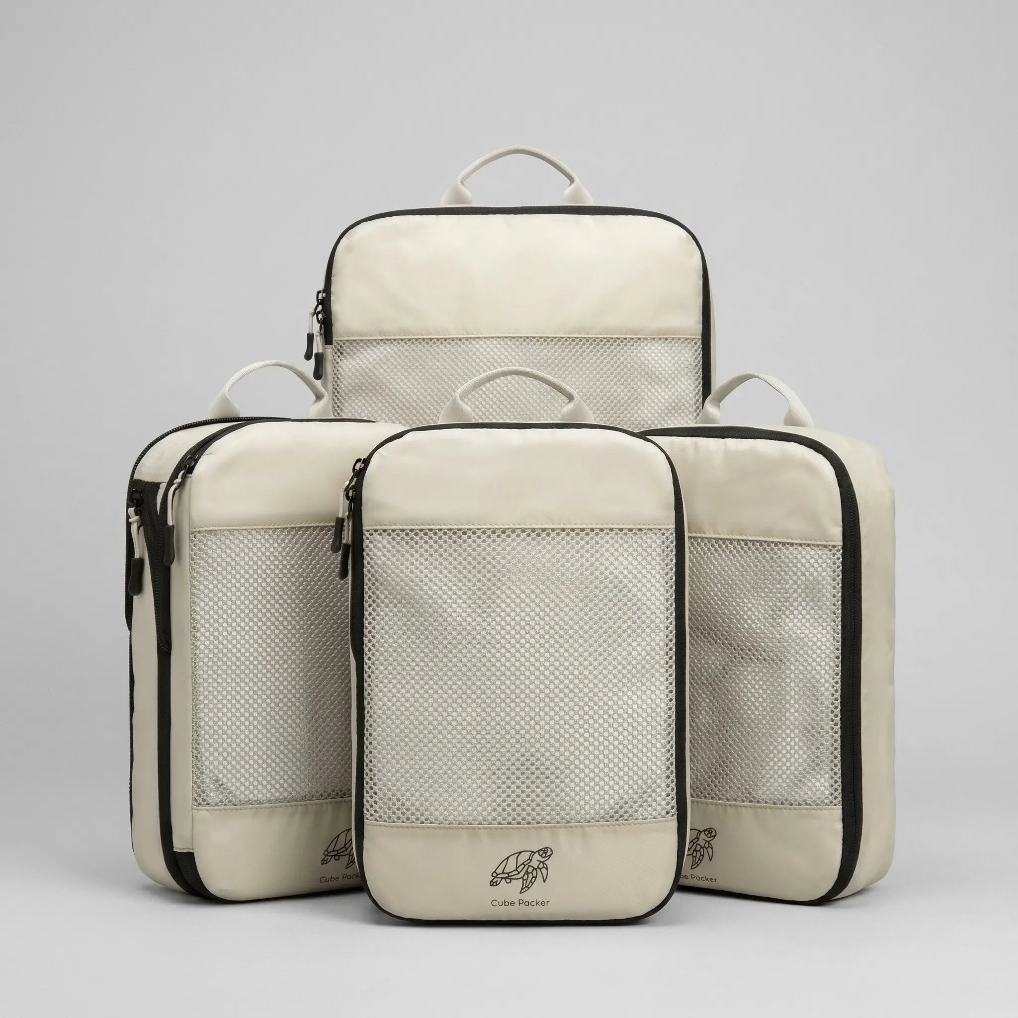 Cube Packer compression packing cubes set of four in cream for organised travel packing