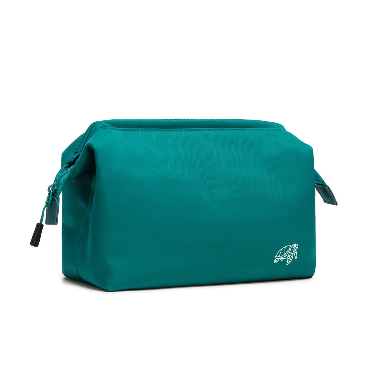 Cube Packer Toiletry Bag in Reef Teal, angled view, zipped closed